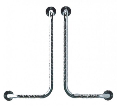 Derékszögű, króm fürdőszoba kapaszkodó