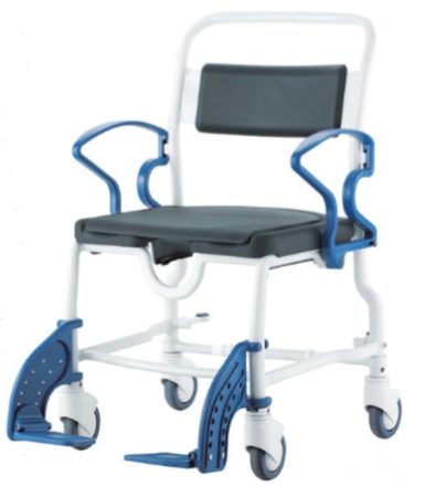 Denver nagy teherbírású gördíthető szoba wc zuhanyszék egyben 175 kg 58 cm ülő szélesség