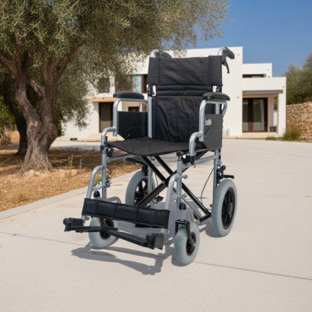 Transport kerekesszék Gemini 12" lehajtható háttámlával, segítő fékkel 81130X