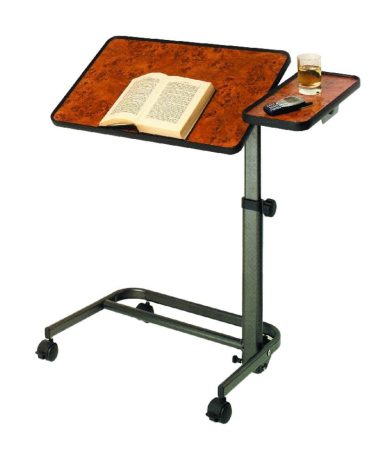 Állítható magasságú gördíthető dönthető ágyasztal oldalsó kiegészítővel 