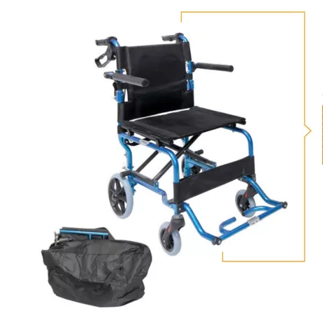 Blue Max összecsukható ultra könnyű aluminium transport kerekeszék
