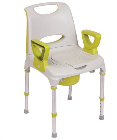 AQ-TICA CONFORT háttámlás zuhany és wc szék állítható magassággal, 130kg-ig