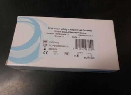 COVID-19 IgG/IgM antitest tesztlap, vér/szérum/plazma, 1x használatos
